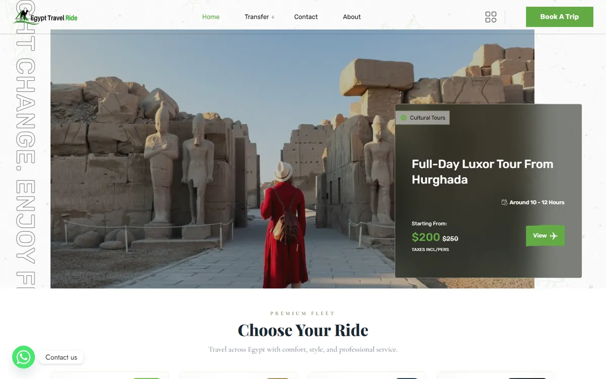 Egypt Travel Ride — website screenshot